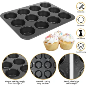12 Slot Muffin Cupcake Pan Mould Fod Baking