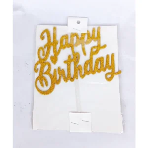 Happy Birthday Cake Topper Gold