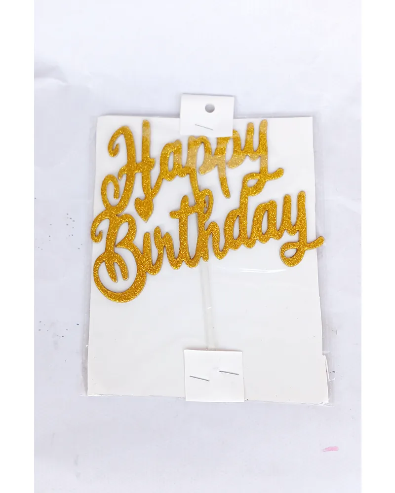 Happy Birthday Cake Topper Gold